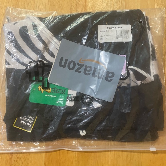 Tipsy Elves Black and White Skeleton Jumpsuit - Picture 4 of 5